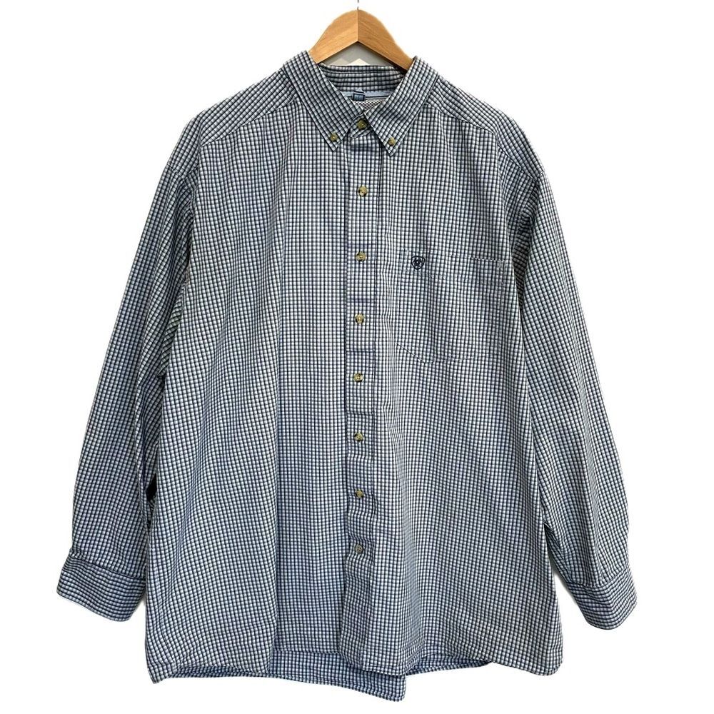 Ariat Series Plaid Shirt Mens Size XXL Blue Pro Saint Classic Fit Long Sleeve